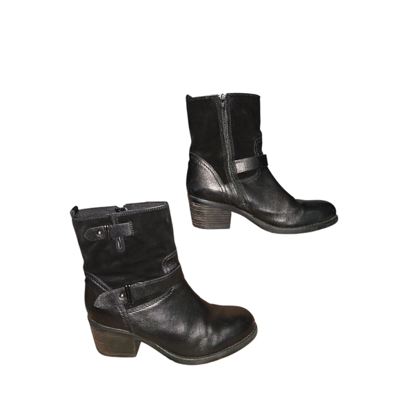 Clarks Mid Calf Black Leather & Suede Boots Women's Size 9.5 - Picture 6 of 7